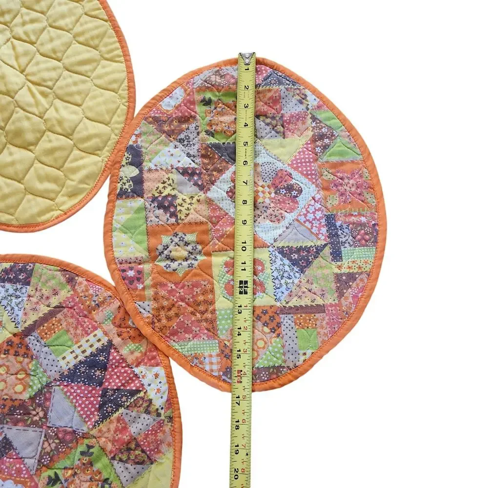 Set of 5 Vintage 1970's Retro Quilted Cloth Placemat's